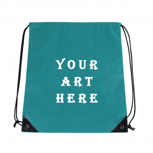 Teal Big Size Cinch Up Non Woven Backpacks 
